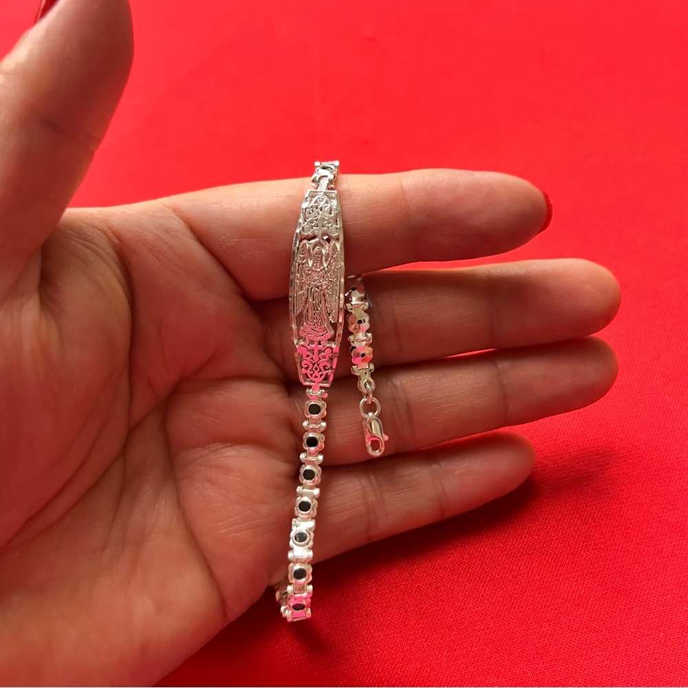 925 strling Silver Sparkling Rhinestone Catholic religions Bracelet‎ - Picture 13 of 15